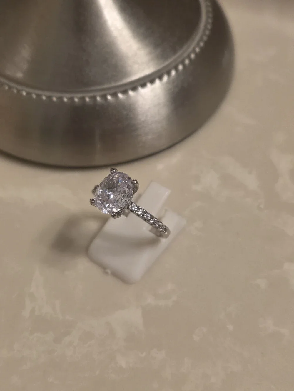 Silver and CZ Oval Cut Ring Size 8